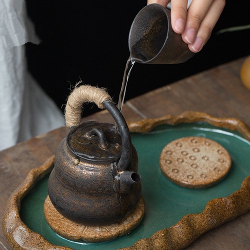 Creative Pottery Tea Tray Reservoir Tea Plate Holder For Tea Pot Tea Cup Lotus - Picture 11 of 11