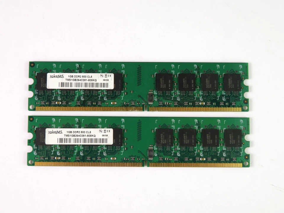 takeMS 2x1GB Kit DDR2 SDRAM PC-6400 240-pin DIMM 800MHz - Imagen 2 de 4
