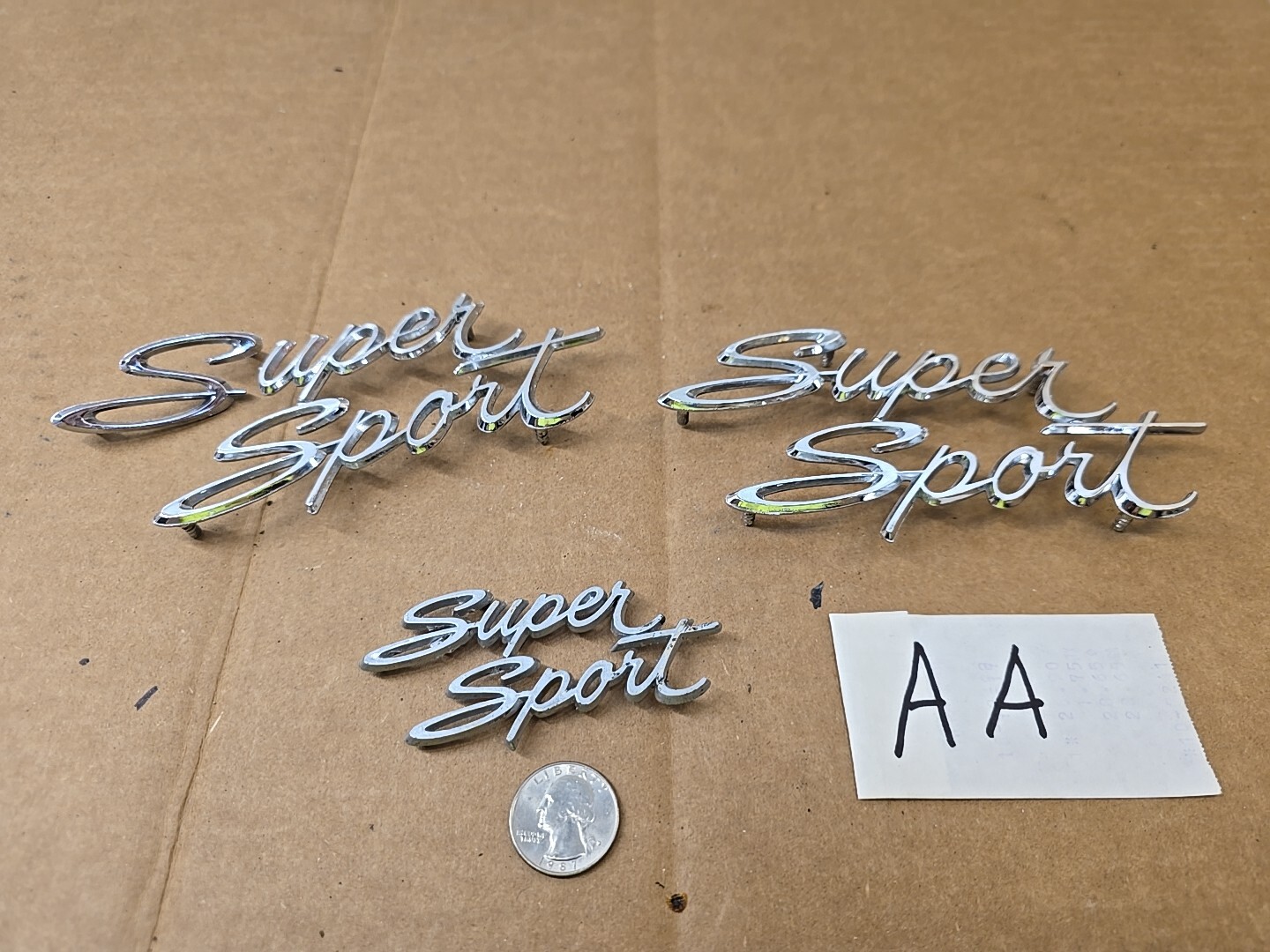 Chevy SS Chevelle Super Sport Metal Emblem Name Plate 3 3/4 Inch