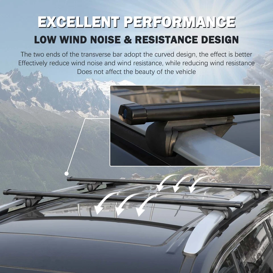 For Ford Explorer SUV 53" Black Car Top Roof Rack Cross Bars Cargo Carrier+Lock Foto 4 de 4