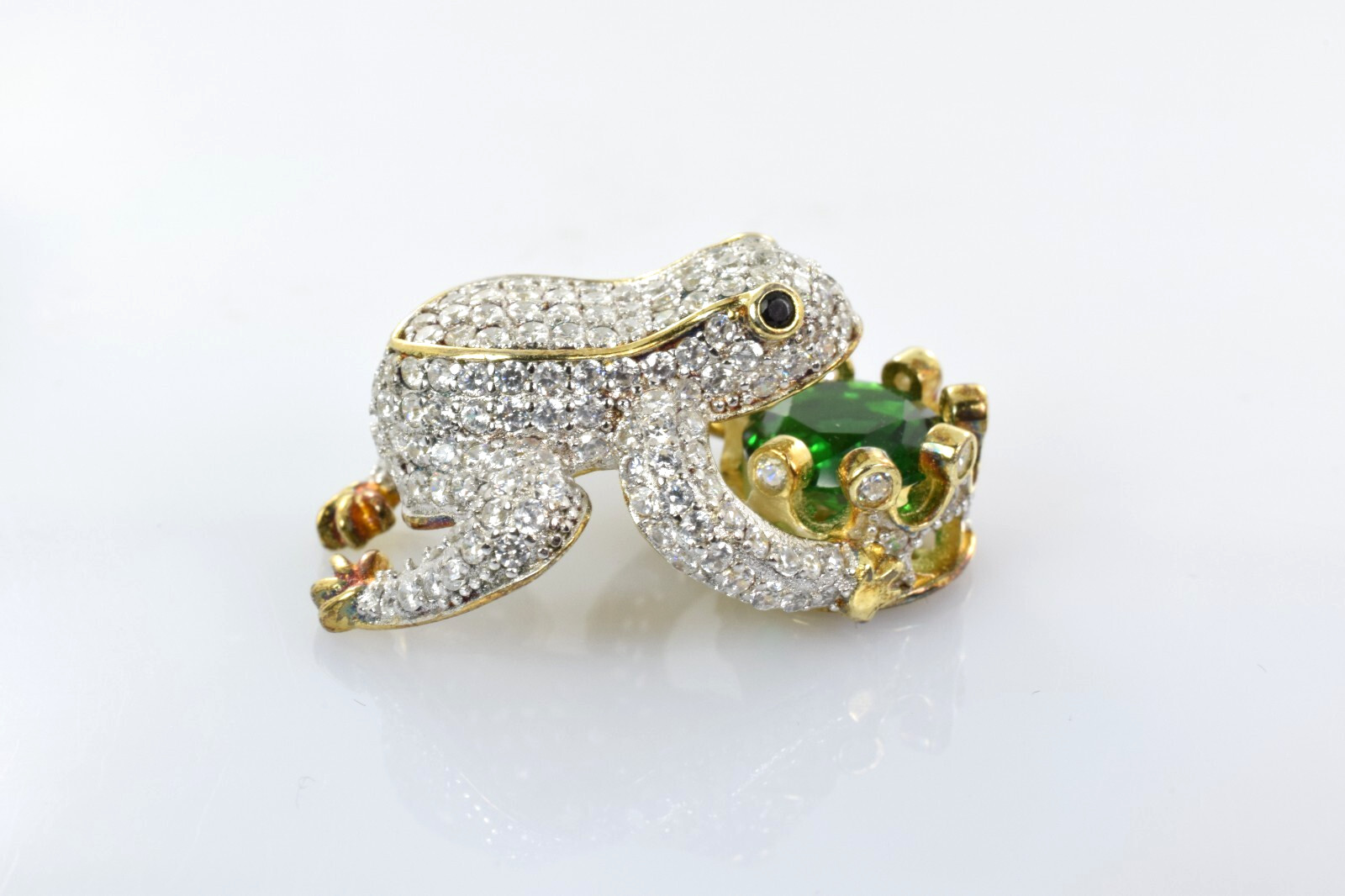 Frog with Crown Multi Gemstone Cluster Pendant in… - image 2