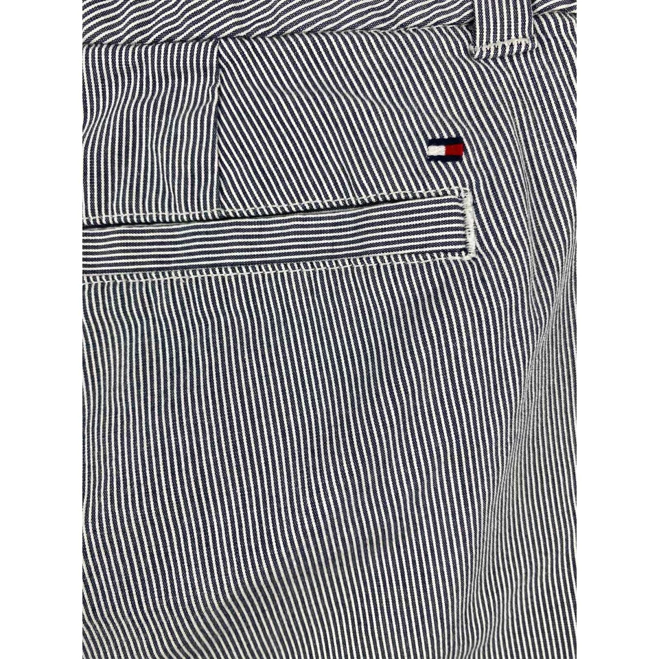 Pantalones cortos chinos Tommy Hilfiger para mujer talla 10 azul blanco a rayas frente plano Foto 4 de 4
