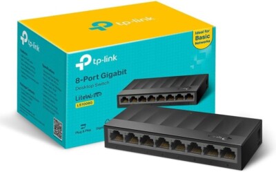 8 Port TP-LINK Gigabit Fast Ethernet Switch LAN Netzwerk Splitter Hub kabelgebunden