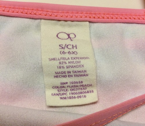 Ocean Pacific Girls S/CH (6-6X) One Piece Bathing Suit - Picture 3 of 4