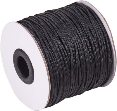 1.5mm 100 Yards Black Polyester/Nylon Cord Wind Chime Cord Replacement Braided