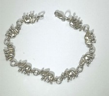 Sophisticated 8Inch Long Lobster Clasp Elephant Animal Sterling Silver Bracelet