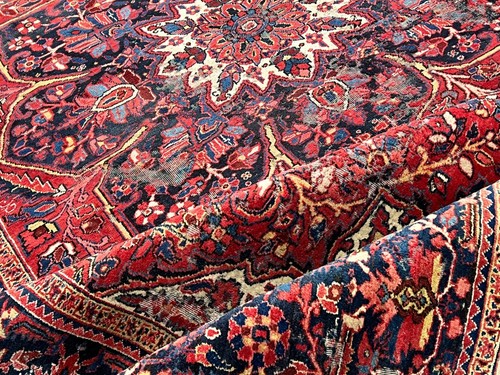 Antiker Unikat Handgeknüpfter Orientteppich Heriz 390x285 cm rug carpet - Bild 15 von 24