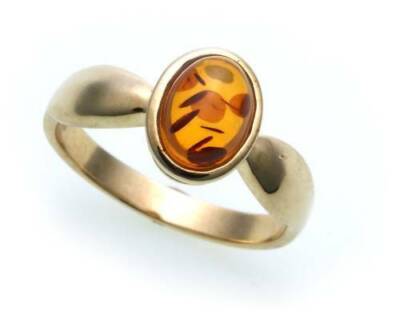 Ladies' ring real amber from the Baltic Sea real gold 585 Yellow gold 14k N8092 be 5