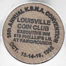 1995, 35th KSNA, LOUISVILLE (Kentucky) COIN CLUB, Token, Indian Wooden Nickel