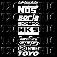 9 Car Automotive Sponsor Decals Pack Jdm Drift Racing Sport Logos Aftermarket