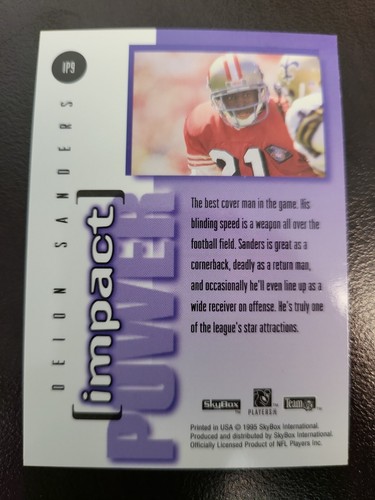 1995 Skybox Impact Deion Sanders Impact Power card #IP9 - Picture 2 of 2