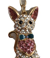 Kitty Cat Keychain Bling Key Ring Sparkle Crystals Pink Bag Tag