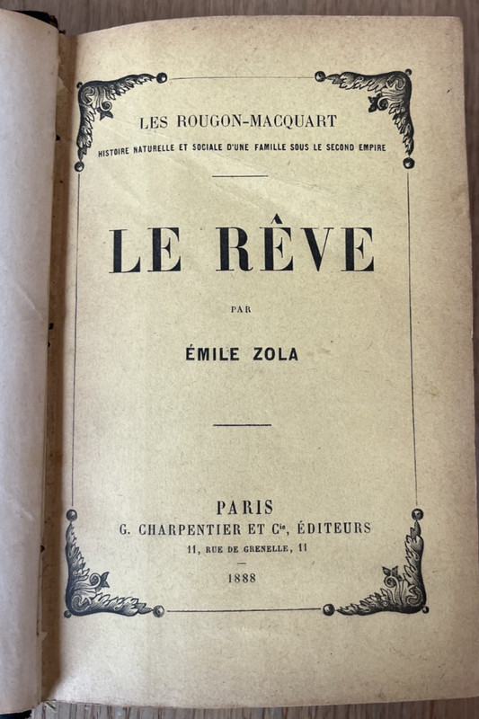 Émile Zola, Le Rêve, envoi autographe