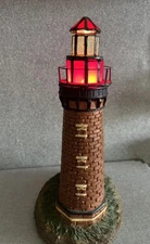 Vintage Stained Glass brick Lighthouse Night Light Lamp 12” Electric With Switch