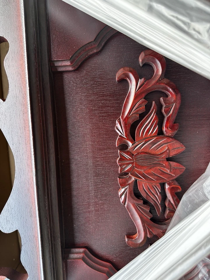 Home Trends Full-Size Wooden Grandfather Clock Cherry Finish Westminster Chime - Image 4 of 4