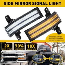 For Chevrolet Silverado GMC Sierra LED Side Mirror Lens Turn Signal Lights H