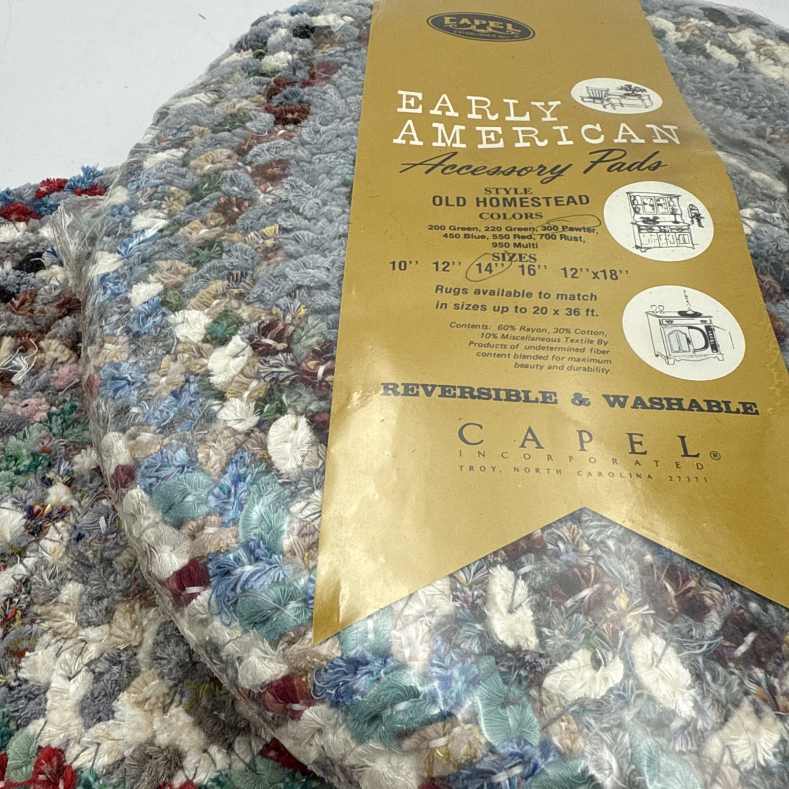 Capel Early American Accessory Pads Old Homestead 14" Braided Chair Seat Pad NEW