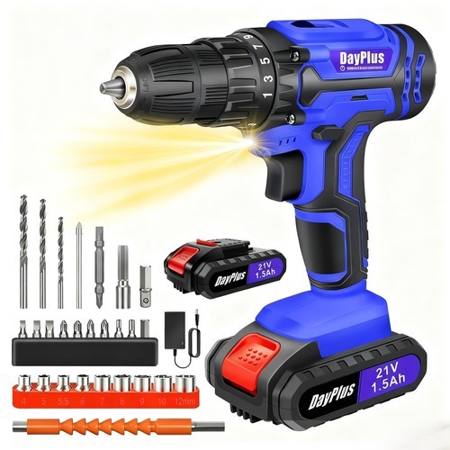 Kit 21v Brushless Impact Drill Cordless Electric Screwdriver Hand Tool