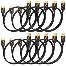 4K@30Hz High Def Display Port DP to HDMI Cable 3FT, 10-Pack, AV Gold-Plated-NIB