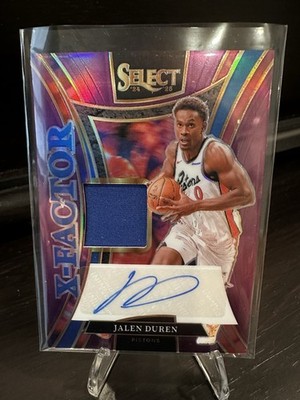 2024-25 Panini Select X-Factor Mem. Sigs. Jalen Duren Purple Prizm /99 (AU, MEM)