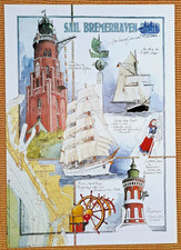 KD Aquarell Sail Bremerhaven 2025 --Bark Gorch Fock - Leuchtturm - Windjammer