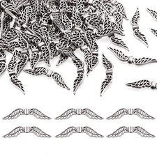 100Pcs Antique Silver Filigree Angel Wing Spacer Beads Tibetan Metal Hollow Fair