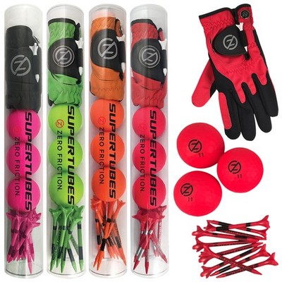 Zero Friction Supertubes Golf Starter Geschenkset Linkshänder Handschuh Ball Tee