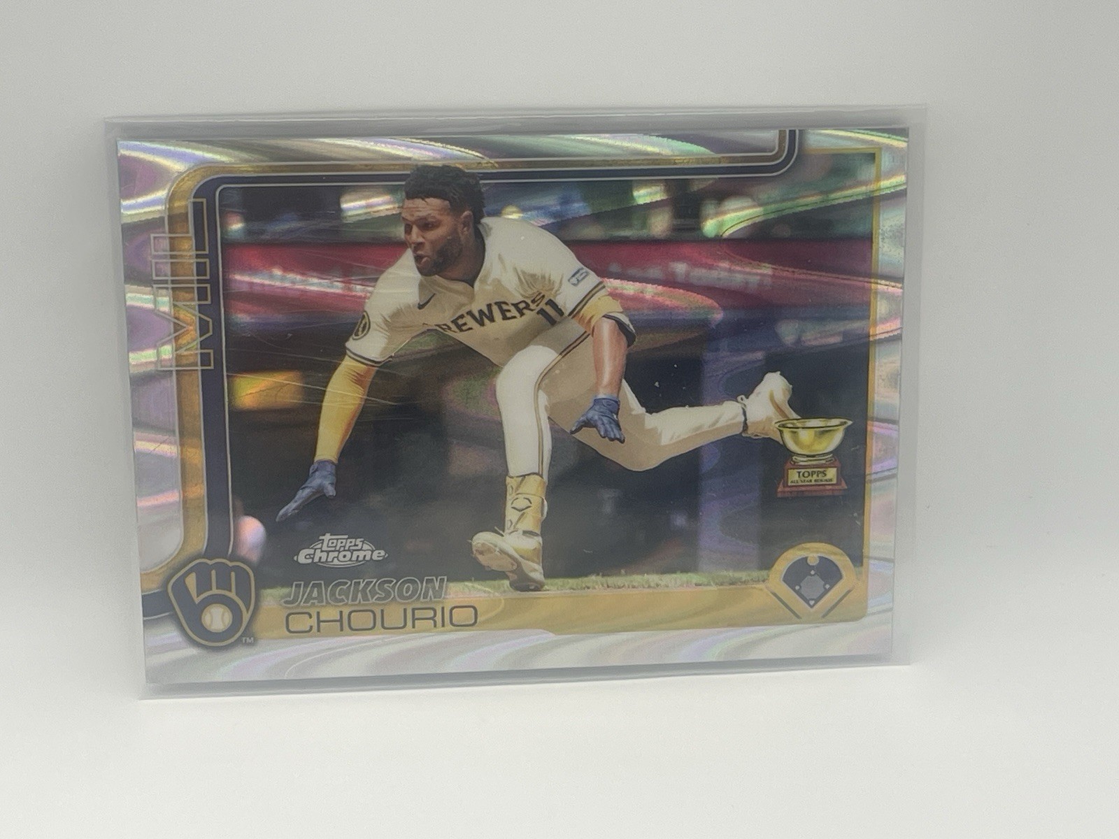 2025 Topps Chrome Jackson Chourio #262 Ray wave Refractor Milwaukee Brewers