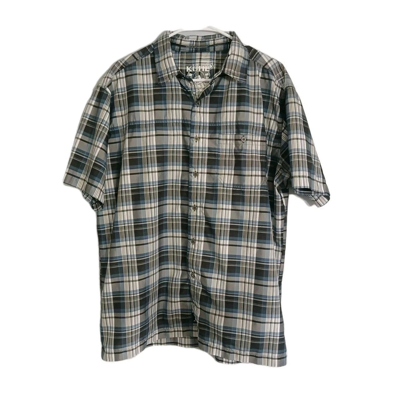 Kuhl Mens Shirt X-Large Plaid Ionik Button Up Short Sleeve Hiking Performance