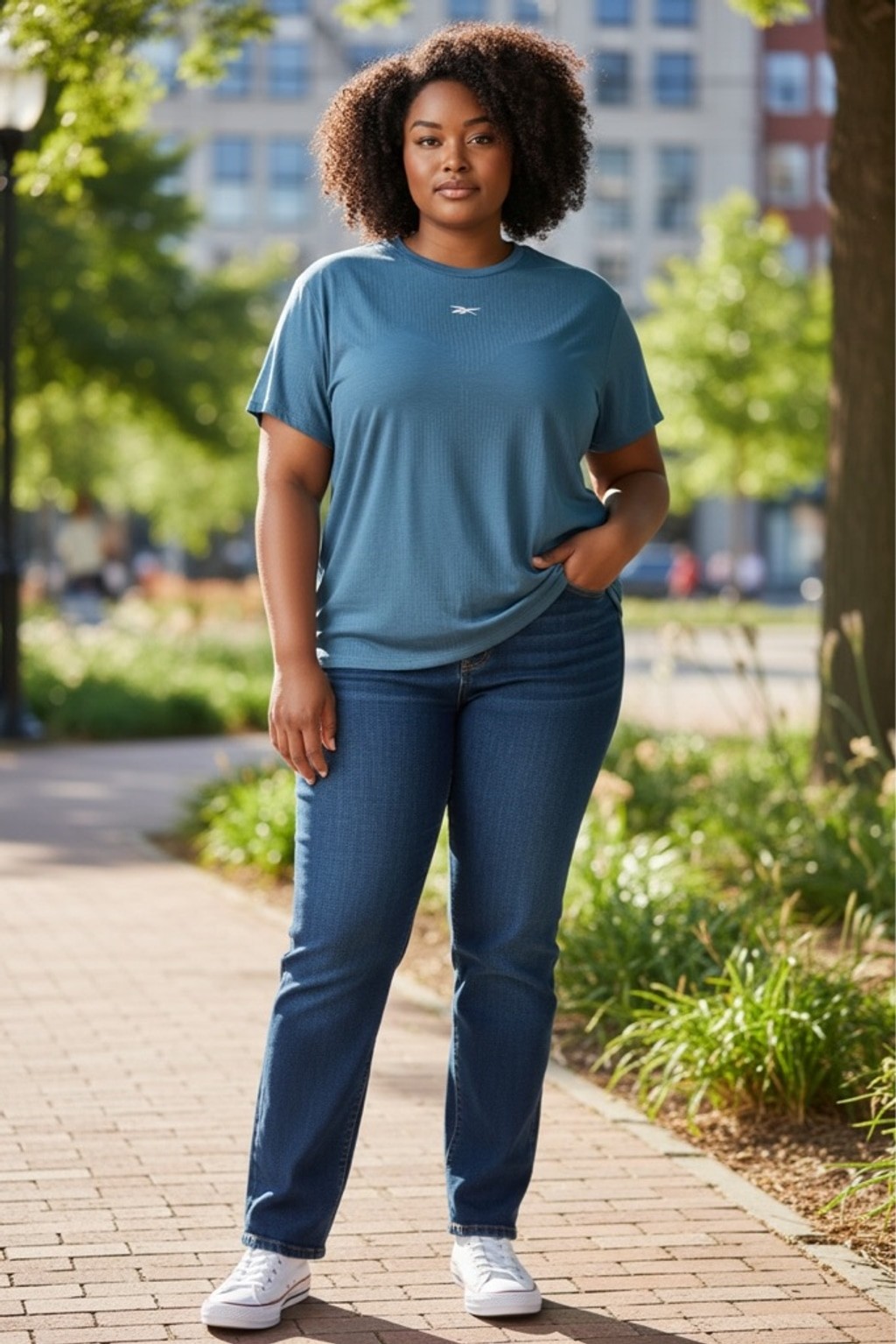 Women's Reebok Plus 2Xl Steely Blue TS Burnout Short Sleeve Tee