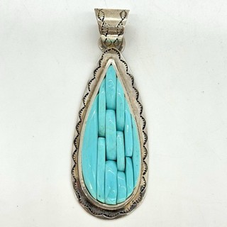 Carlos Eagle Navajo Sterling Silver XL Turquoise Cluster Pendant