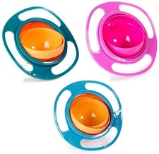 Bowl 360 Degree Rotation Spill Resistant Gyro Bowl with Lid for Toddler
