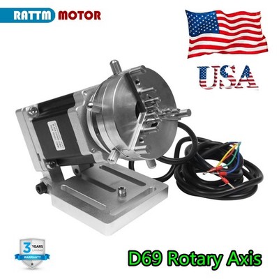 〖USA〗 D69 Rotary Axis w/ 83mm Chuck for Ring Jewelry Fiber Laser Marking Machine