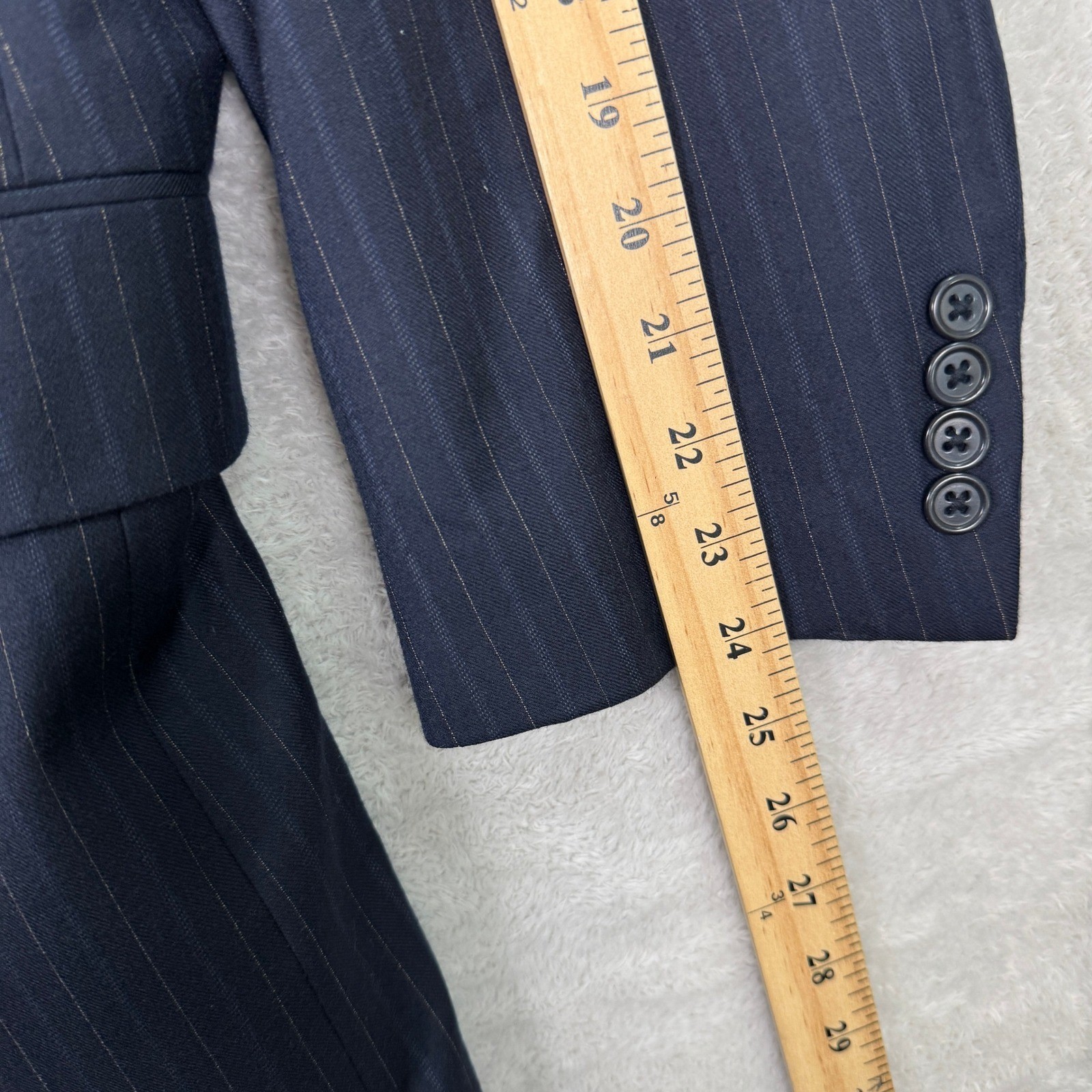 Hart Schaffner Marx Mens 46R Navy Blue Pinstripe 2-Piece Suit Preppy 42x28 EUC