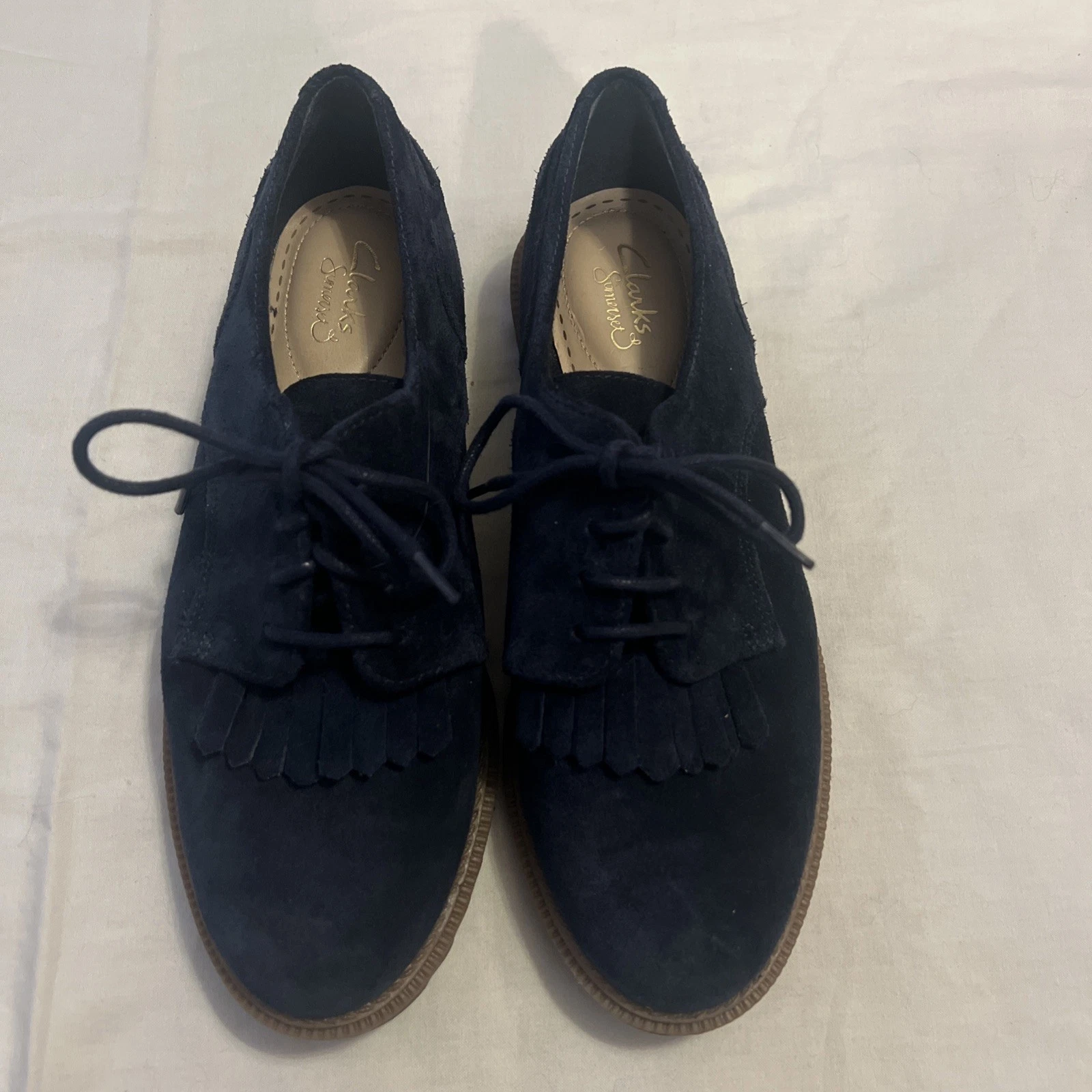 Scarpe Clarks Somerset in camoscio blu nuove taglia 7 5