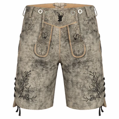 PAULGOS Herren Trachten Lederhose + Träger Echtes Leder, Kurz 3 Farben HK3 Antik - Bild 1 von 2