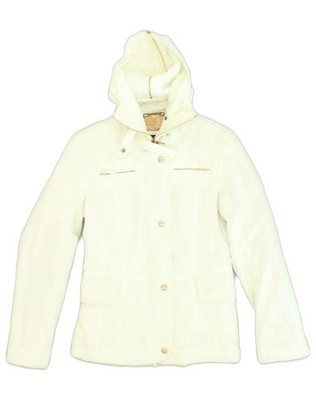 TRUSSARDI Damen wattierte Jacke mit Kapuze IT 42 Medium weiß Baumwolle XW03