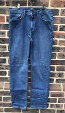 M&S Men’s Teen Boys blue denim jeans straight fit stretch W34 L33  34/33 (M1)