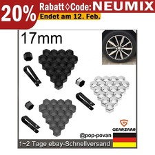 20X 17MM RADSCHRAUBENKAPPEN BOLZEN KAPPEN SET SCHWARZ / GRAU / CHROM + ABZIEHER