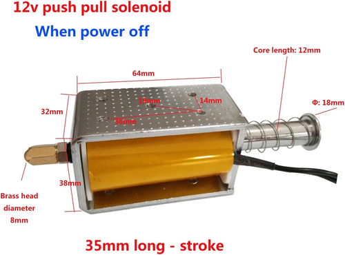 Elettromagnetico piccolo corsa lunga elettromagnetico elettromagnetico elettromagnetico elettromagnetico Push Pull DC 12V 35Mm - Foto 3 di 6