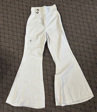 Vtg 1960s Bell Bottom Flare Wide Leg Talon Zipper Pants S 9 Jr Light Beige