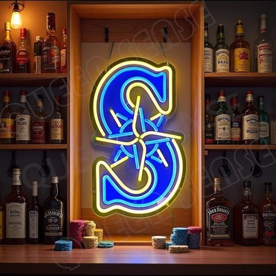 16''x11'' Seattle Mariners Sport Vivid LED Neon Sign With Dimmer USB Powered Light