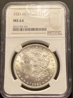 1921-P MORGAN 90% SILVER DOLLAR :: NGC MS-64 ::