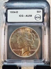 1934-D Peace Dollar AU58 ICG with Light Golden Toning
