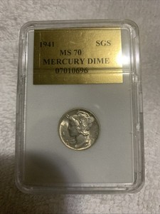 1941 MS70 Mercury Dime SHS Registered Number 07010696