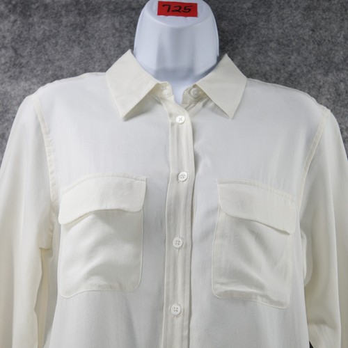 Equipment Femme Signature Shirt Womens Small Off White All Silk Flowy Button Up