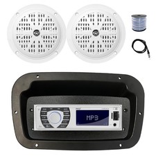 Pyle Marine Receiver,Adapter,Spa Bezel, Antenna,Wire, 2x 4'' 100W White Speakers