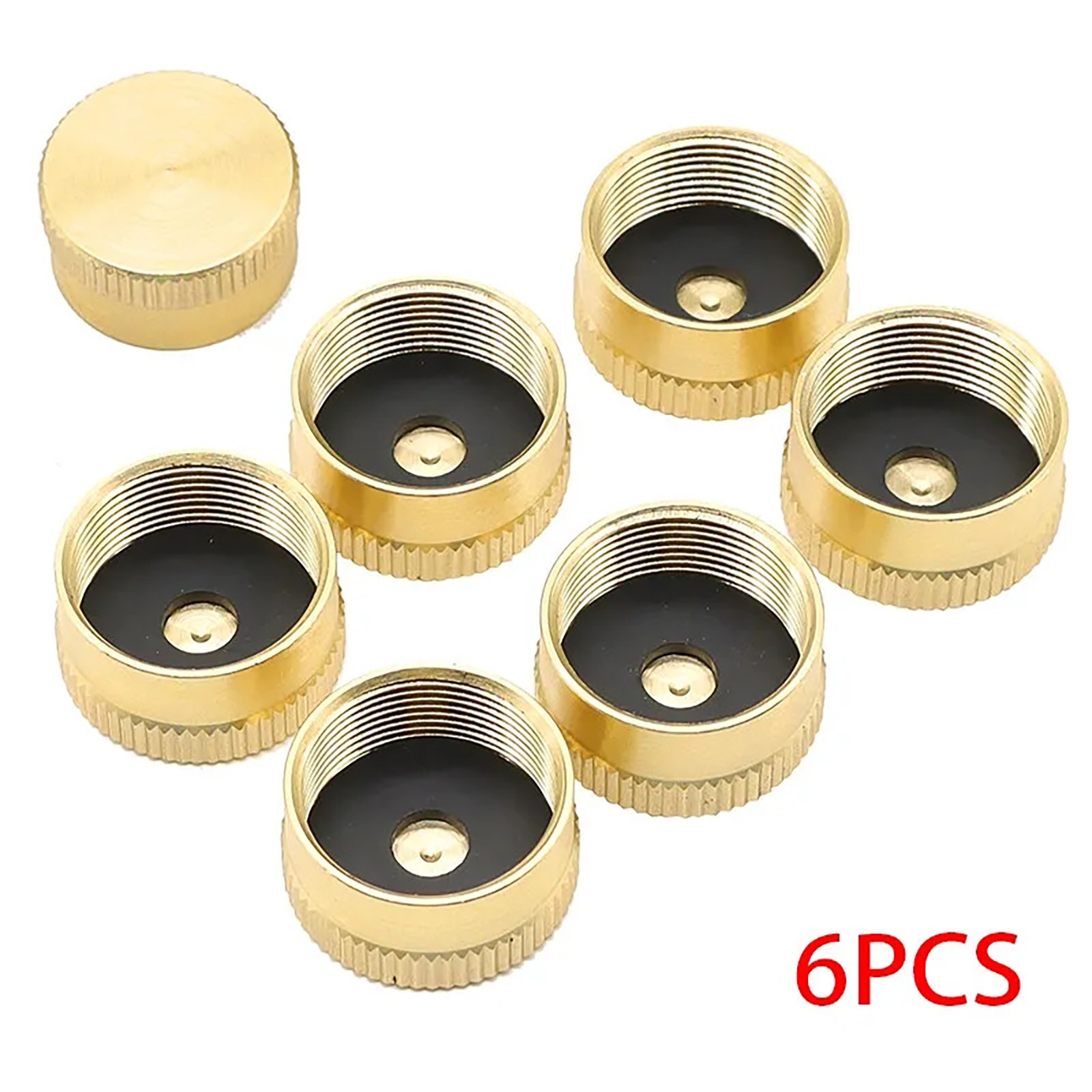 6PACK Solid Brass Propane Bottle Caps Cover For 1 LB Gas Tank Cylinder Seal