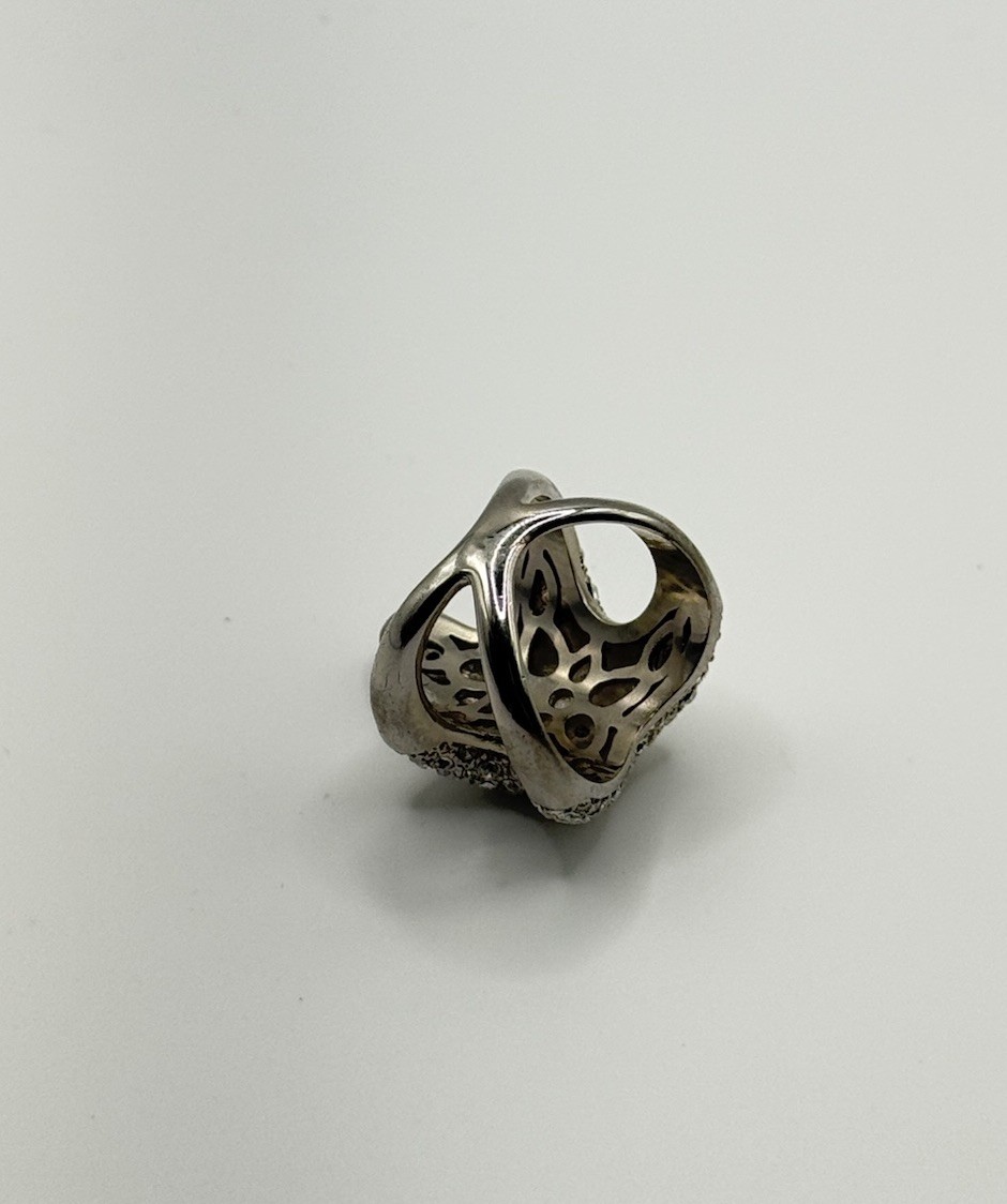 Crystal Pave Starfish Statement Ring Silver Tone … - image 3