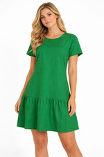 Universal Standard for J.Crew Green Poplin Drop Waist Dress Medium Preppy London